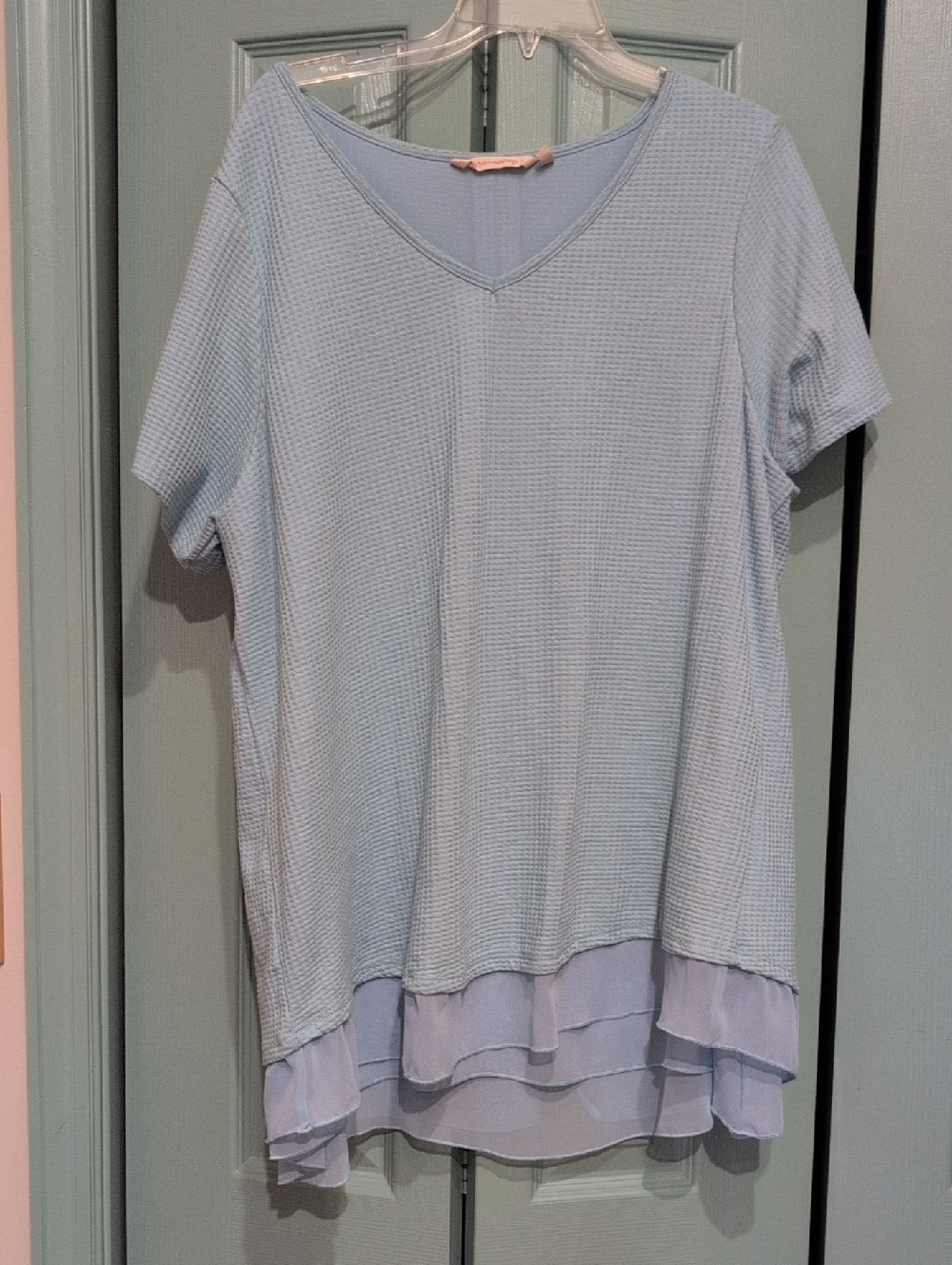 Soft Surroundings Light Blue V-Neck Layered-Hem Tunic